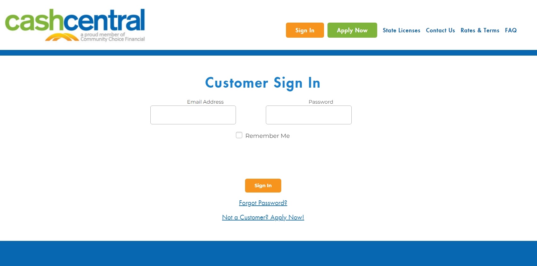 Personal account at Cash Central apply for an online loan, stepbystep registration