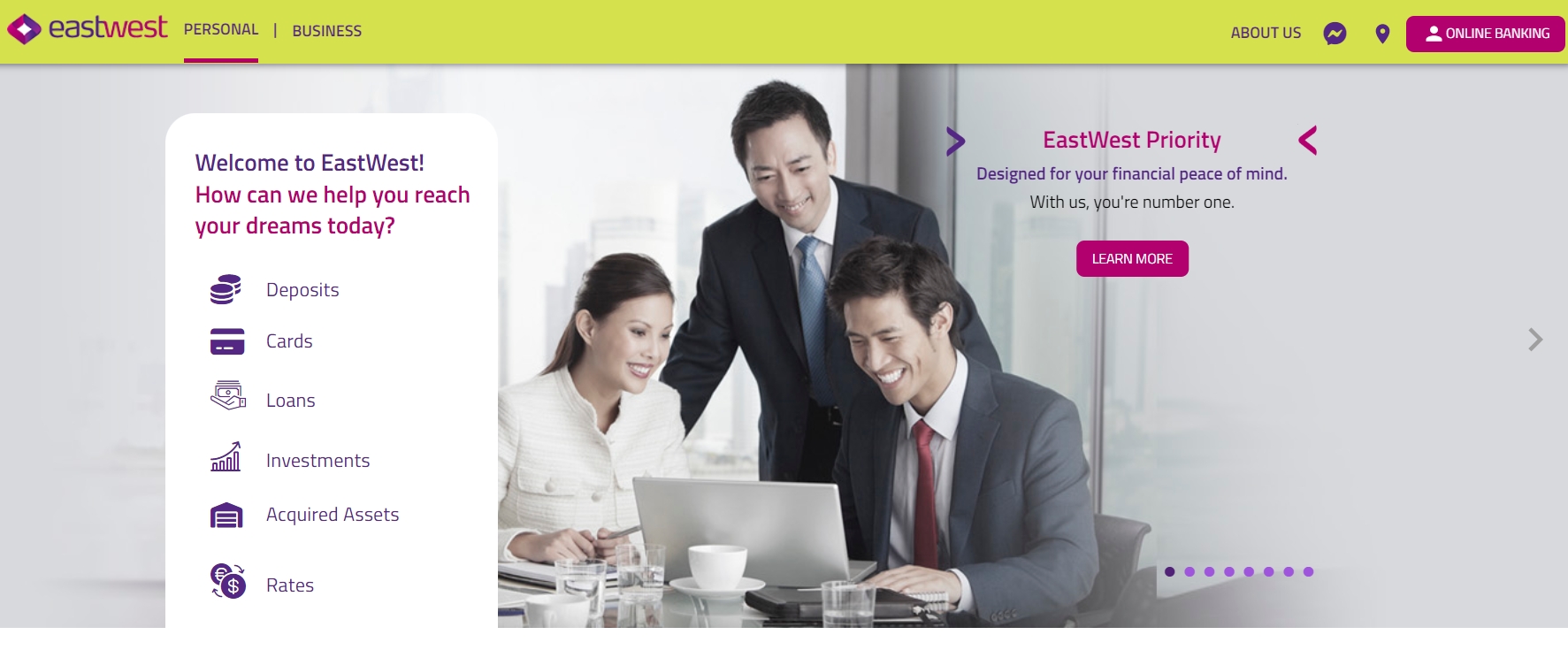 Eastwest Bank personal account applying for a loan and using the bank