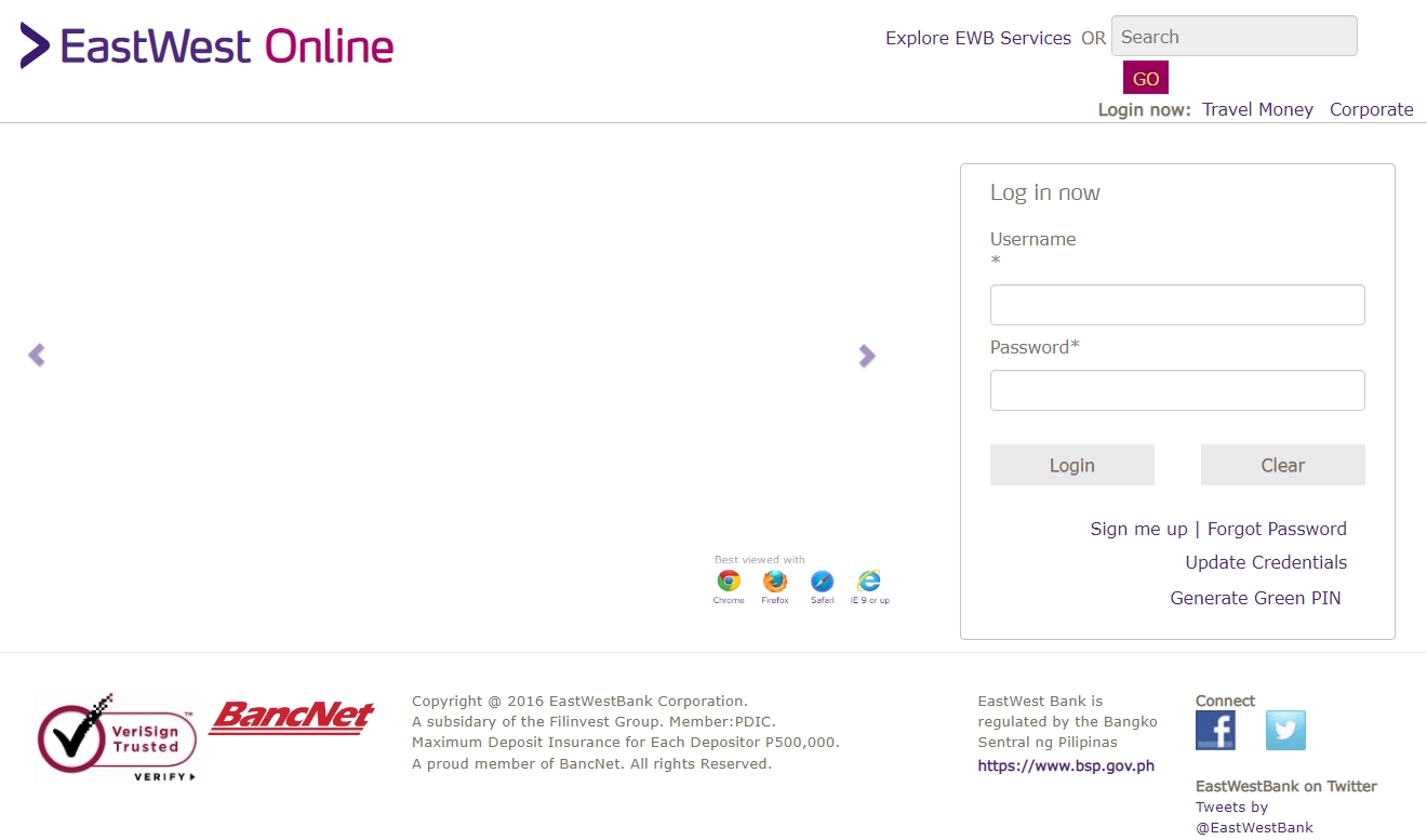 Eastwest Bank account