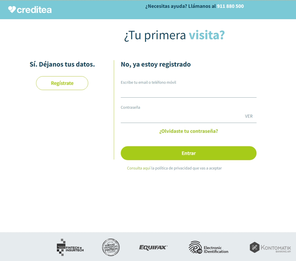 El área personal Creditea