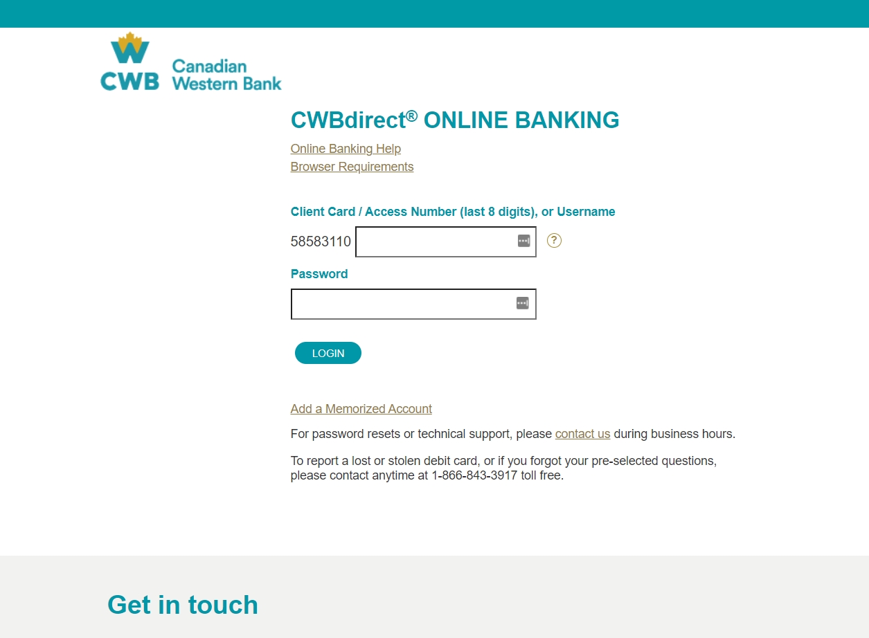 Canadian Western Bank personal account applying for a loan and using the bank’s services