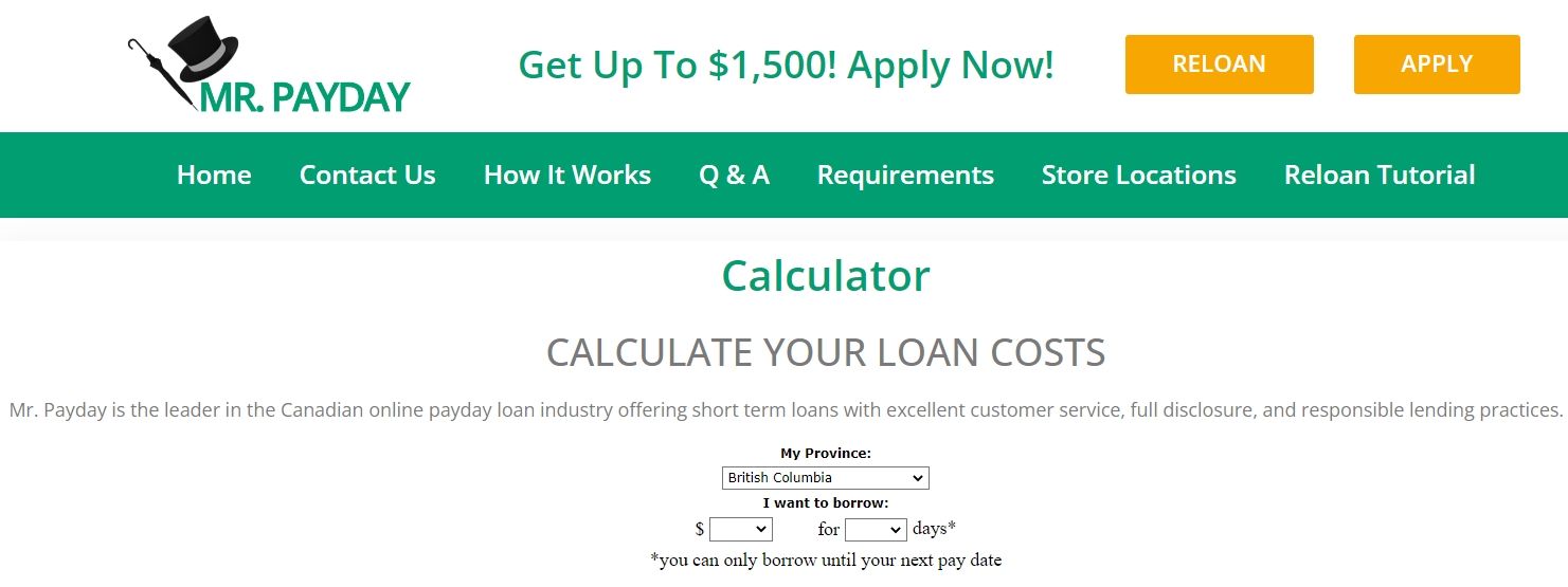 Mr. Payday repayment