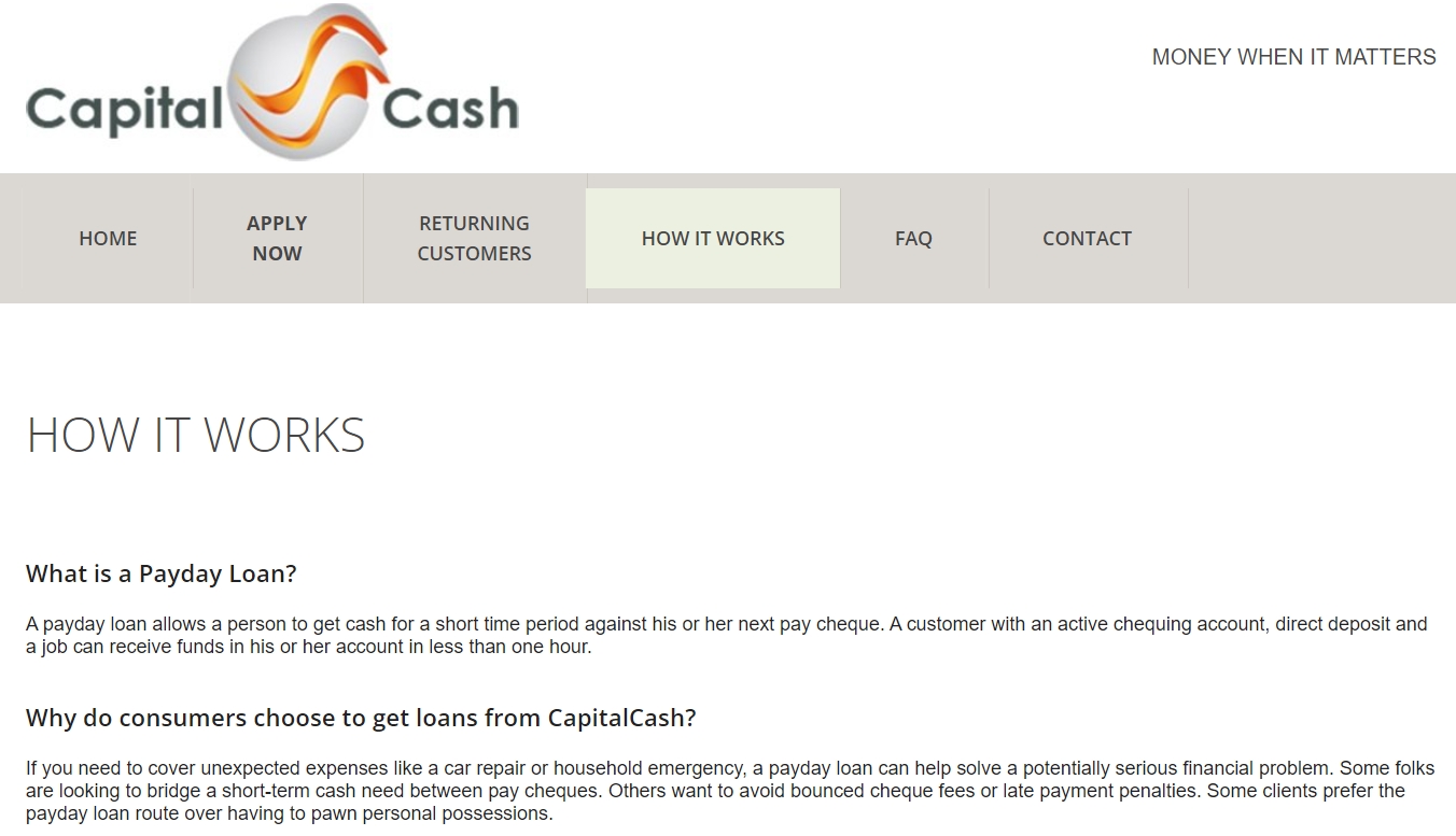Capital Cash repayment