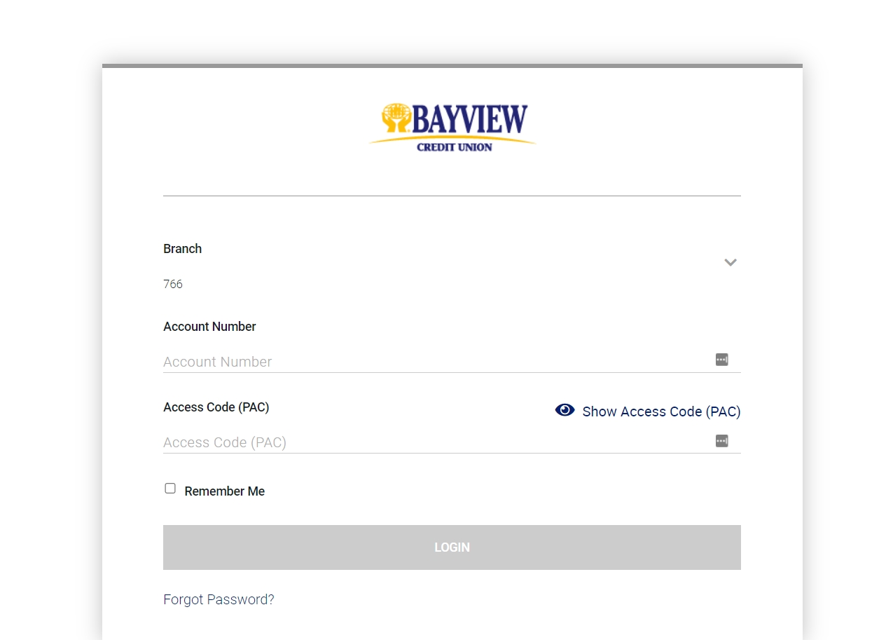 Bayview Credit Union Personal Account