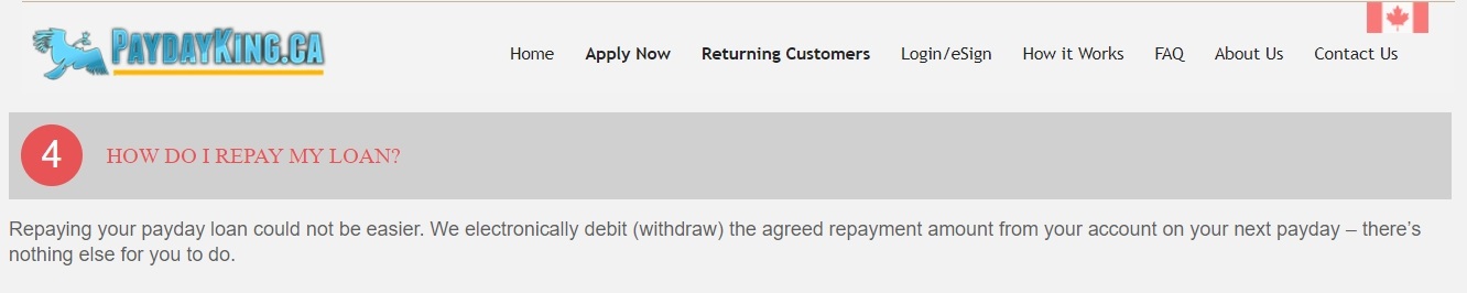Payday King repayment