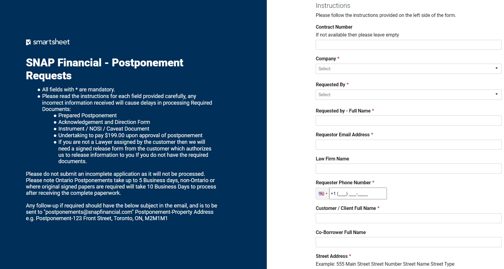 SNAP Home Finance application