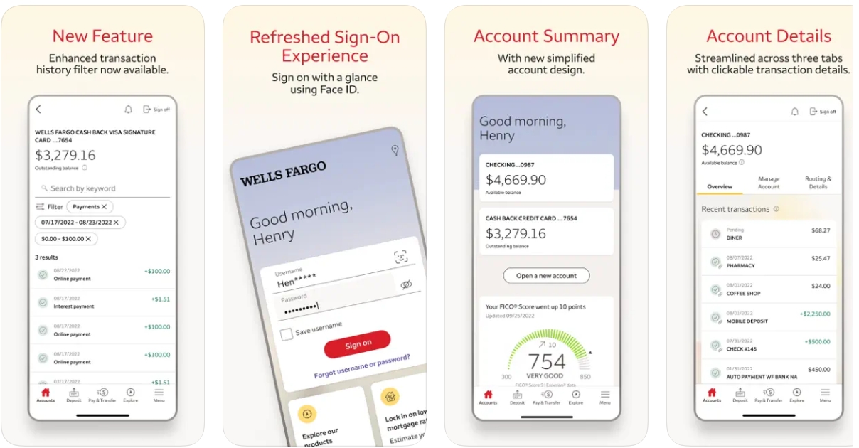 Wells Fargo mobile application download for free in AppStore®, Google