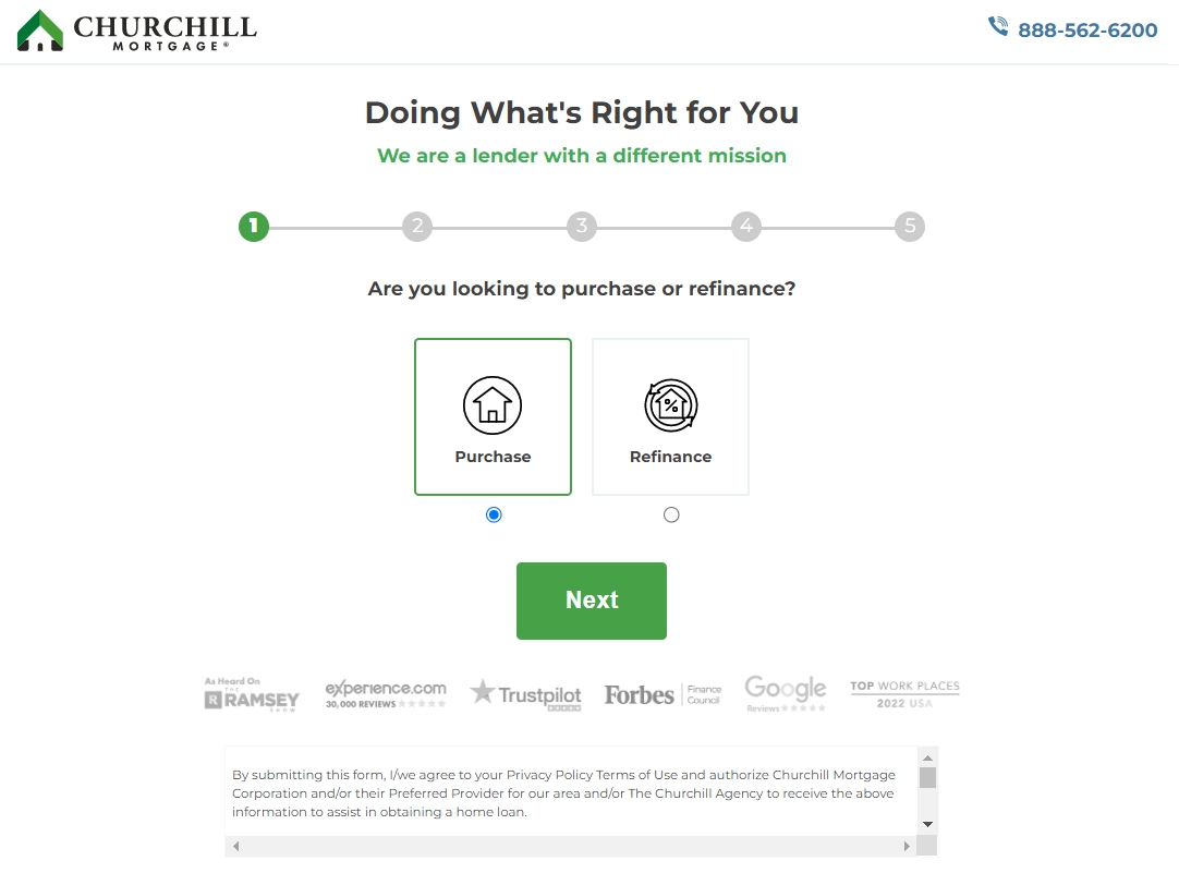 Churchill Mortgage application
