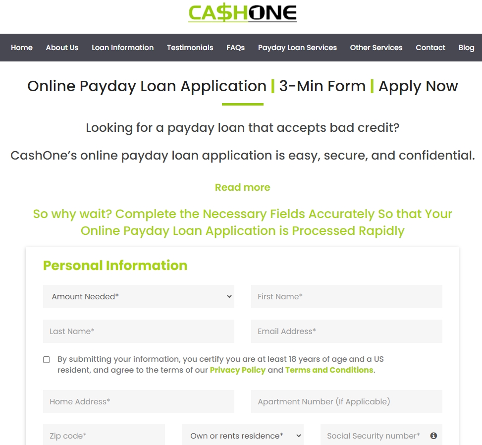 CashOne application