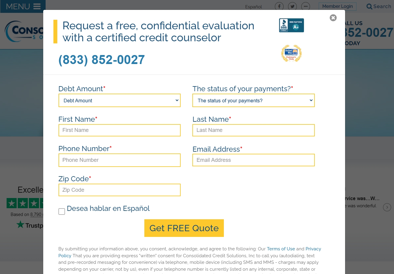 Consolidated Credit application