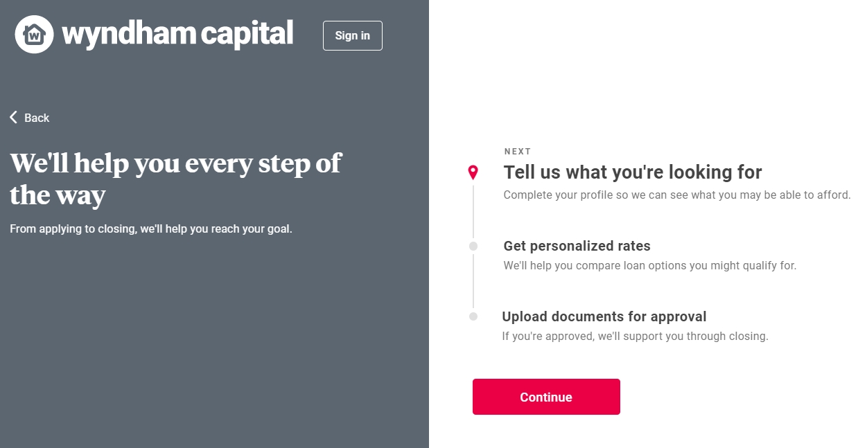Wyndham Capital Mortgage application