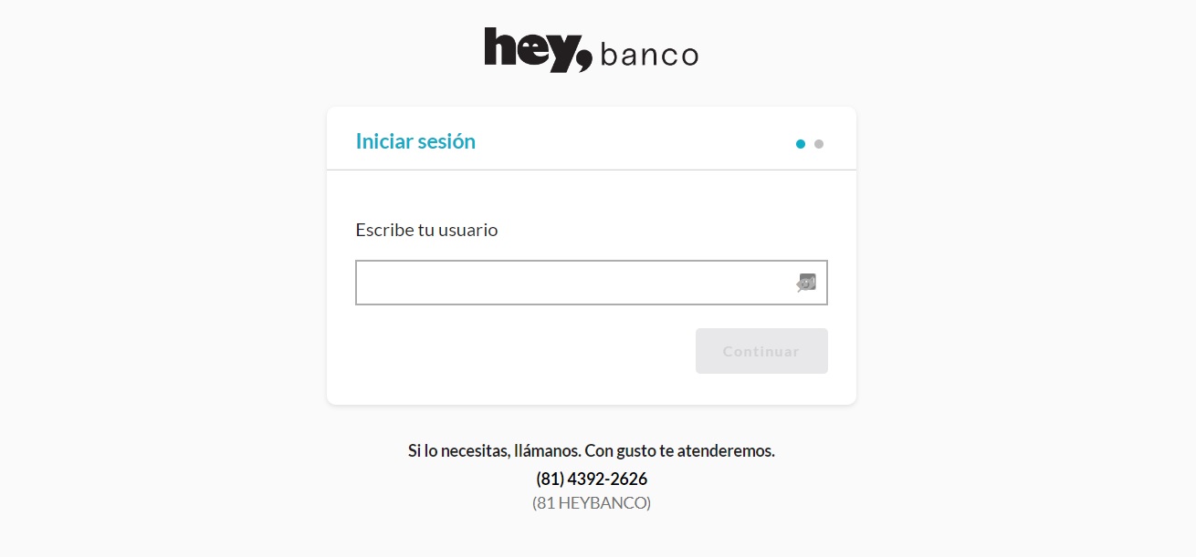 Área de cliente de Hey Banco