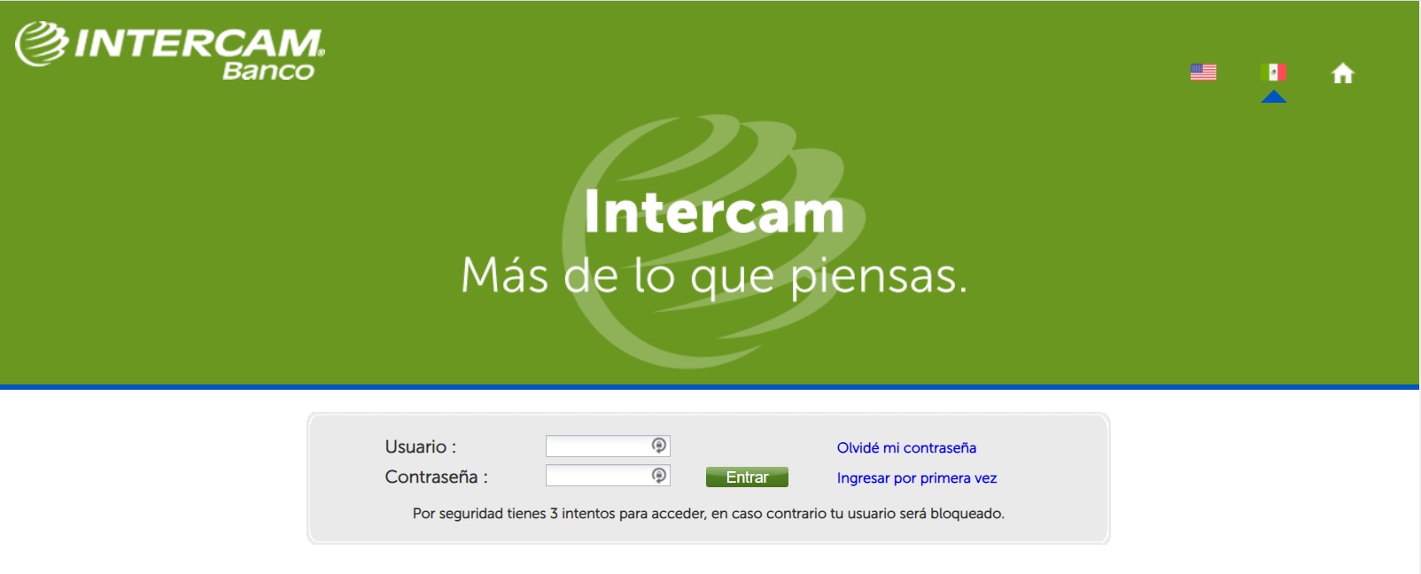 Área de cliente de Intercam Banco