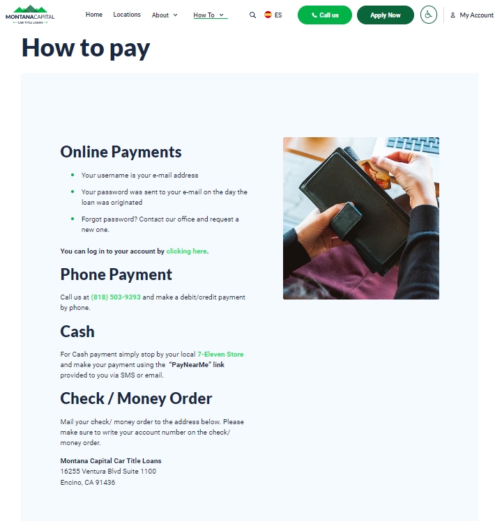 Montana Capital Car Title Loans repayment