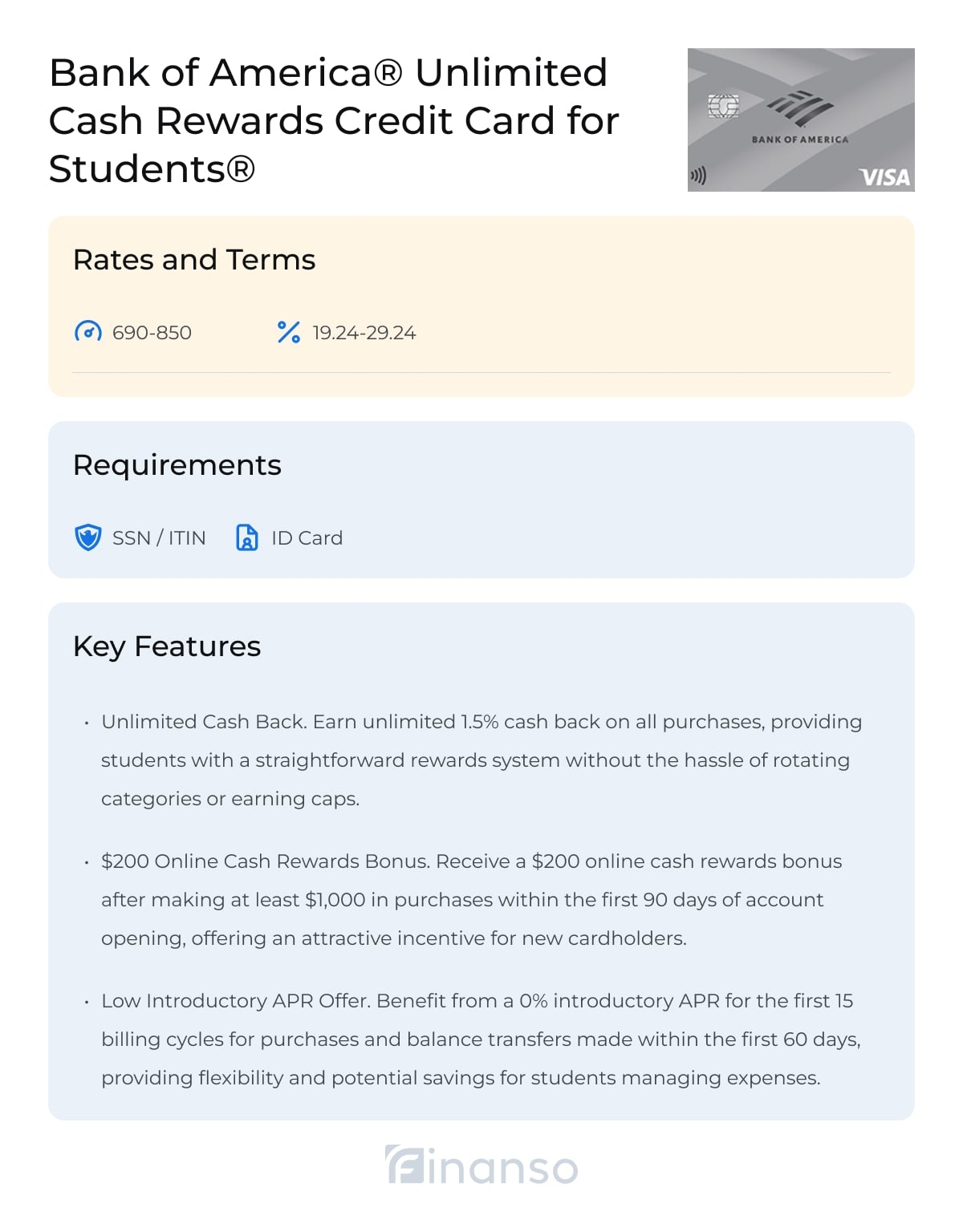 Bank of America® Unlimited Cash Rewards Credit Card for Students®