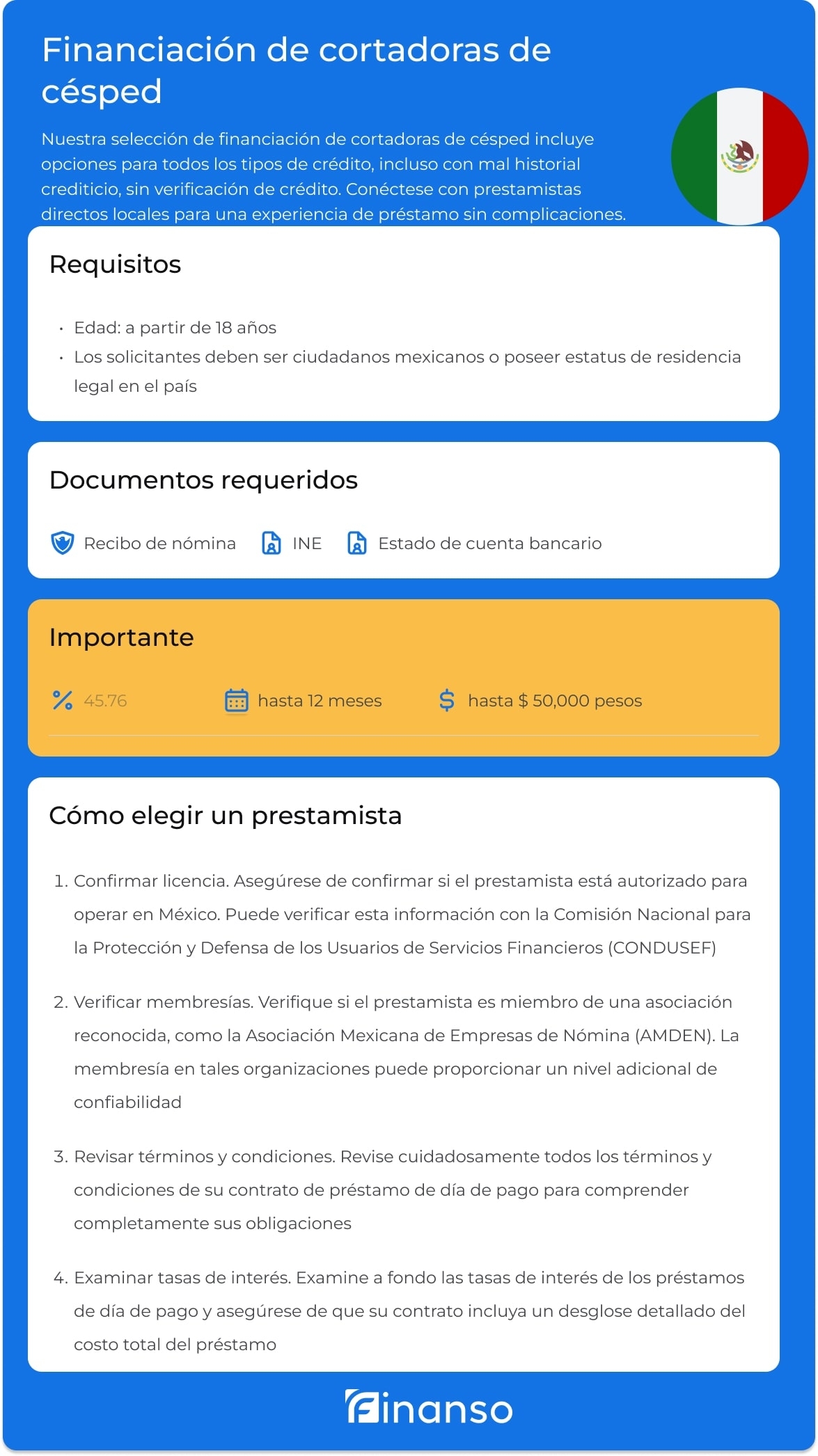 Financiaci&oacute;n de cortadoras de c&eacute;sped