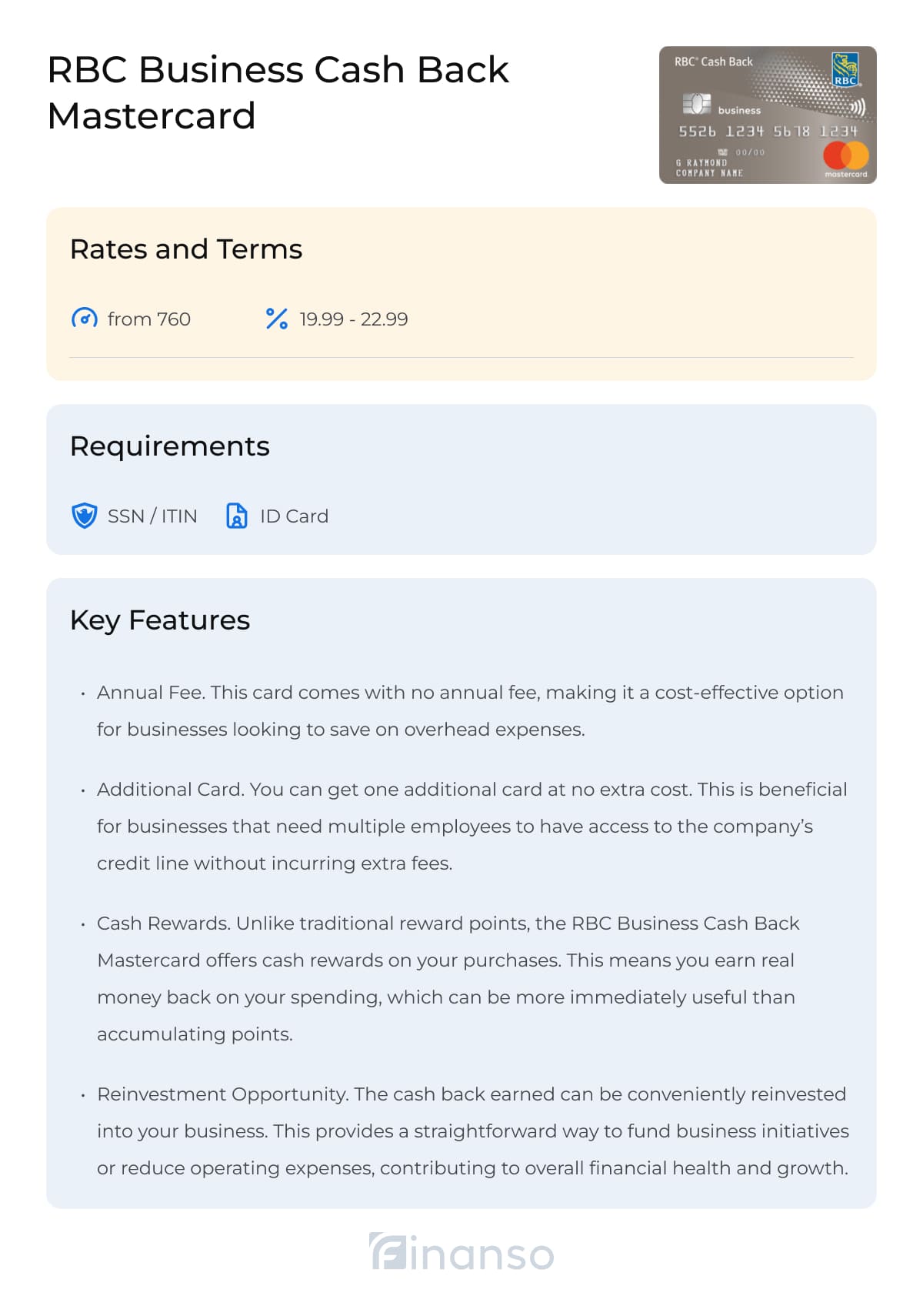 RBC Business Cash Back Mastercard