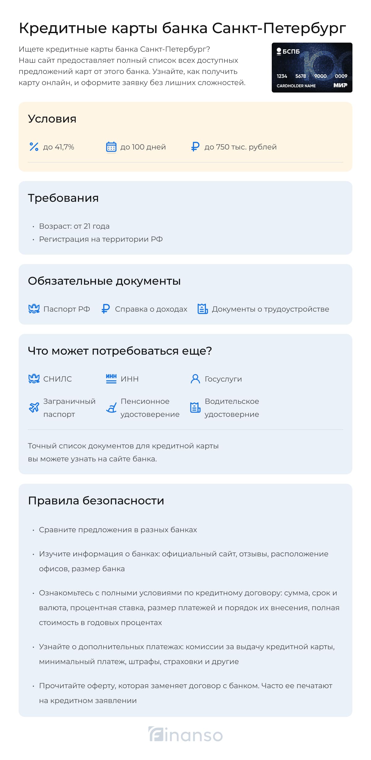 Кредитные карты банка Санкт Петербург